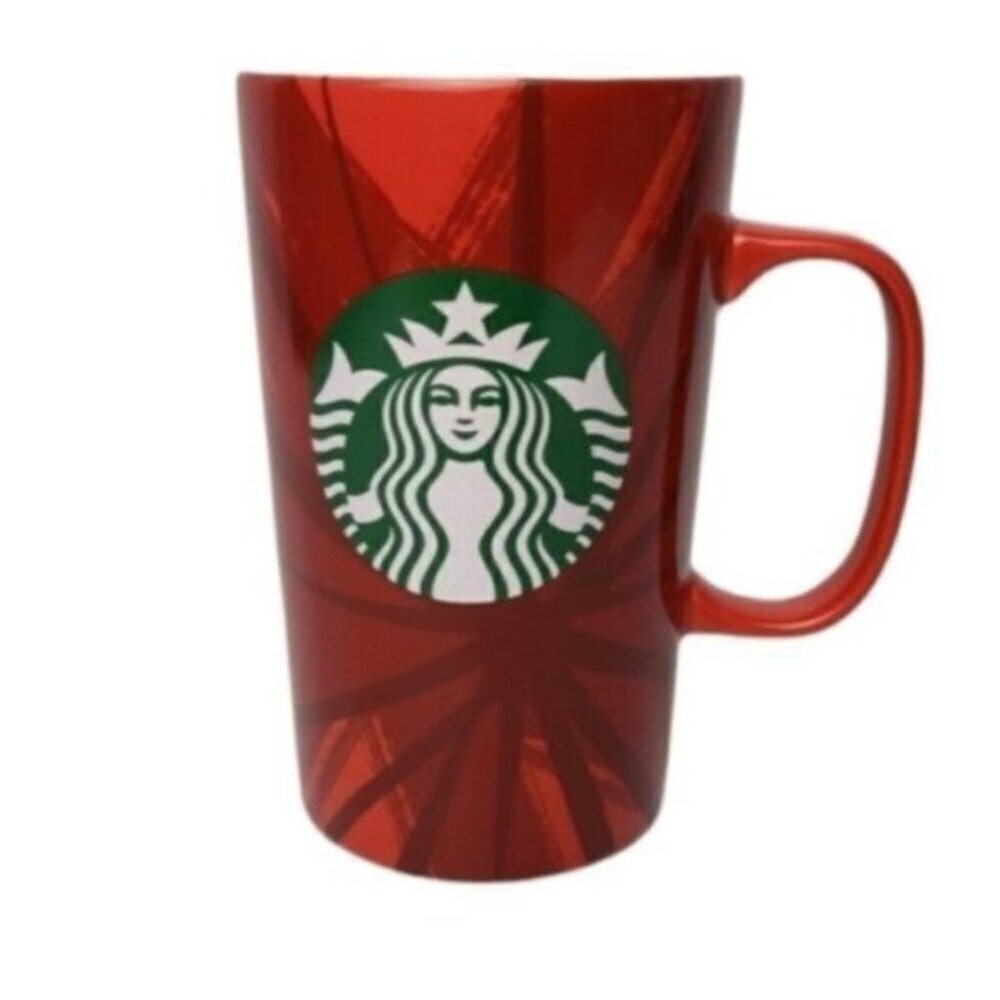 🔷️Starbucks Red Tall Coffee Tea Mug 16 Ounce 2014
